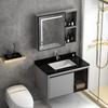 Armario Espejo Inteligente Desempañante Nuevo Tablero de Roca Aleación de Aluminio Espacial Combinación de Armario de Baño Juego de Lavabo Lavabo para Lavarse la Cara