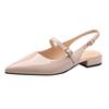 Sandalias de Punta 2024 Verano Nuevo Estilo Baotou Hueco Atrás Tacón Bajo Sandalias Hada con Falda Zapatos Mary Jane de Moda de Tacón Plano