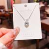 [Chapado de Plata Grueso] Collar de Amor de Zircón Azul Cielo para Mujer Diseño Nicho de Lujo Ligero Simple Elegante Cadena para Clavícula