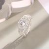 Anel de Renda Vazada com Diamante Estilo Corte Italiano Anel de Coroa de Rosto Largo Anel de Articulação Estilo Frio Exagero