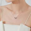 Collar de Plata Esterlina 925 Zircón Azul Mar Profundo Cornamenta Sensación de Alta Gama para Mujer Hasta el Final Tú Celebridad de Internet Diseño de Lujo Ligero Cadena para Clavícula