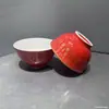 Cuenco de Cerámica Esmaltada Rojo Longevidad Regalo de Agradecimiento Cumpleaños de Persona Mayor Banquete de Longevidad Regalo de Agradecimiento Cuenco de Pie Alto de 4.6 Pulgadas Cuenco de Longevidad Venta al por Mayor