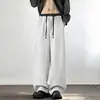 Pantalones deportivos de peso pesado, fluidos, con cintura de bloques de color, pierna recta, unisex, nueva colección de otoño, corte holgado, pantalones deportivos casuales de punto morado