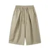 Pantalones Casuales de Raya Vertical para Hombre, Corte Holgado, Pantalones Anchos y Fluidos por Encima de la Rodilla, Cintura Elástica Simple, Pantalones Cortos