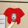 Camiseta de Manga Curta 100% Algodão Puro para Meninas Verão Novo Estilo para Crianças Meninas de Tamanho Médio e Grande Top Estiloso com Estampa de Desenho Animado de Meia-Manga