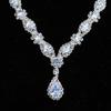 Set de Joyería de Moda para Mujer, Zircón de Pedrería, Collar Brillante, Aretes, Joyería Elegante de Lujo Ligero en Forma de Gota Transfronterizo