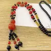 Colgante de Ágata Roja Natural Jade Cadena de Suéter Accesorio Otoño e Invierno Colgante Largo para Mujer Collar de Ágata Estilo Retro