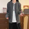 Suéter cárdigan de punto en capas gris oscuro estilo old money para hombres y mujeres, chaqueta de punto casual de otoño cleanfit