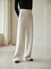 Pantalones de Punto de Cachemira Blancos de Pierna Ancha para Mujer, Novedad Otoño e Invierno 2026, Tiro Alto, Holgados, Estilo Perezoso, Pantalones Rectos