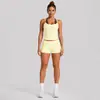 Conjunto de ropa deportiva transfronteriza con hermoso top deportivo de tirantes en la espalda, conjunto de shorts deportivos casuales para correr al aire libre y yoga para mujer