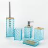 Fabricantes de capa de bambu de diamante de plástico para banheiro, atacado, lavagem de cinco peças, copo de gargarejo para banheiro, conjunto de cinco peças para copo de dente