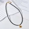 Collar Colgante de Acero Inoxidable con Cuentas de Vidrio Negro para Mujer, Estilo de Nicho, Gargantilla Sencilla de Cuentas de Mijo, Cadena para Clavícula que No se Desvanece