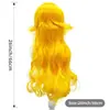 Cabello largo, rizado y en capas de color dorado y ondulado con flequillo de bebé, peluca popular de cabeza completa para disfraces de festivales en el extranjero