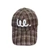 Gorra de Béisbol a Cuadros Estilo Retro Coreano con Letras para Mujer, Moda Casual Primavera y Verano, Gorra de Béisbol Versátil Bordada Estilo Universitario