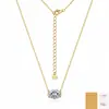 Collar de plata de ley S925 con moissanita ovalada, cadena de clavícula ovalada de doble cara, stock de fábrica disponible para envío directo