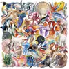 50 Piezas de Pegatinas de Vida Marina, Graffiti Pintado, Materiales Transparentes Impermeables para Cuaderno de Notas, Pegatinas Decorativas para Teléfono Móvil y Equipaje