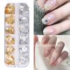 Papel de oro de arte de uñas DIY japonés nuevo joyería 12 colores en caja ultra delgado láminas color oro y plata pegatinas fototerapia set de uñas