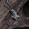 Colar com Pingente de Borboleta em Prata de Lei S925 Luxo Leve Temperamento Doce Sonhador Alto Padrão Amor Diamante Cadeado Rosa