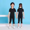 Conjunto de fitness de manga curta de secagem rápida transfronteiriço para esportes ao ar livre, unissex e infantil, roupa térmica de treinamento, respirável e justa ao corpo