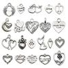 Cross-border Hot Sale 21 Vintage Hidden prata Hollow Love Heart-shaped Alloy Jewelry Pendant Brincos Colar Acessórios