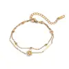 Pulsera de Acero Inoxidable Chapado en Oro de 18K con Circonita para Mujer Aogu, Moda Transfronteriza de Alta Venta, Lujo Ligero, Joyería Versátil y Personalizada de Nicho