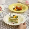 Prato de renda na cor creme para uso doméstico, prato de frutas para café da manhã, prato de salada, prato de vegetais, prato de lanche plástico estilo creme, prato de palha de PP