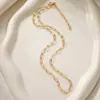 Cobre con retención de color bañado en oro real de 18k: cadena para labios, cadena O, cadena de hueso de serpiente, cadena de eslabones cúbicos, cadena de eslabones rectangulares, cadena hecha a mano para bricolaje al por mayor