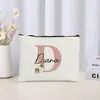 Bolsa de Maquiagem Floral Carta Casamento Presente para Madrinha Organizador de Cosméticos de Viagem Bolsa Lateral Estojo para Lápis Feminino Carteira