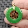 Fivela de Jade Verde pingente de jade Verde Yang grande pingente de fivela de jade Fu para pingente de colar jade pingente atacado