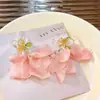 Brincos de Chiffon com Flores Estilo Chá Super Fada para Mulheres 2025 Novo Atmosfera de Feriado Versátil Brincos Exagerados Brincos
