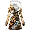 Gabardina para Mujer, Estilo Europeo y Americano, Abrigo con Capucha Engrosado de Invierno con Estampado de Copos de Nieve 3D, Venta al por Mayor, Corte Ajustado para Figuras Petite