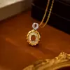 Montura de Colgante Ovalada de Plata de Ley S925 Bicolor con Incrustaciones de Oro y Circonita, Estilo Chino Retro Nuevo, Accesorios de Montura de Plata para Joyería DIY