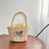 Bolso Tejido de Paja Lindo Encaje de Moño Encaje Paja de Papel Fina Tejido Bolso Estilo Occidental Infantil Niña Vacaciones Playa Bolso de Moda