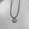 Set de Collares para Pareja Colgante Sol y Espiral - Gargantillas de Cordón Negro Vintage, Joyería Estética Unisex