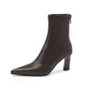 Elegantes y sexys botas de tacón alto ajustadas para ir al trabajo, otoño e invierno 2026, tacón grueso, punta fina, botines elásticos para mujer, talla 42 talla grande