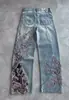 En Stock Transfronterizo Bordado Pesado Y2K Retro Americano Pantalones de Pierna Ancha Hip-Hop Street Sueltos Jeans Unisex