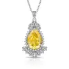 Colar Europeu e Americano Transfronteiriço Mais Vendido Pedra Preciosa Colorida Flash Corte Flor de Gelo Pingente Gota d'Água Moda Luxo Diamante de Alto Carbono Entrega ao Vivo