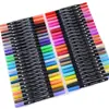 Conjunto de Canetas Aquarela Amazon 12 Cores-120 Cores Ponta Dupla Canetas Aquarela Infantis Canetas para Graffiti à Base de Água Atacado