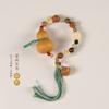 Pulseira Original Nova Multi Tesouro Cabana Wen com Sino de Madeira de Pêssego Retro Estilo Xizang Corda Círculo Único Pulseira de Mão