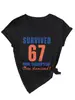 Sobreviveu 67 mano estação europeia ebay amazon moda personalidade divertido feminino gola V manga curta camiseta