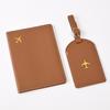 Bolsa de Pasaporte con Diseño de Estampado en Caliente de Cuero de PU Transfronterizo Juego de Etiquetas para Equipaje Porta Pasaporte con Logo Imprimible
