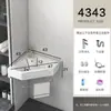 Lavabo de Pared para Uso Doméstico, Juego de Lavabo para Baño en Balcón, Soporte Triangular Simple de Cerámica para Apartamentos Pequeños