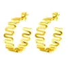 Europa y Estados Unidos transfronterizo personalidad creativa simple nicho acero inoxidable patrón de resorte ondulado apertura pulsera aretes traje de joyería