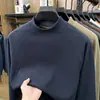 Nueva sudadera de cuello redondo de terciopelo alemán cepillado de doble cara para hombre de otoño e invierno, moderna, casual, versátil camisa básica para hombre