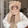 Bonito Sombrero de Oso para Mujer, Nuevo Estilo de Invierno, Felpa, Cortavientos, Engrosado, Cálido, Adelgazante de Rostro, Protector de Orejas, Gorro Bufanda