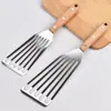 Espátula para pescado de acero inoxidable con mango de madera espátula para pescado frito cocina hogar resistente a altas temperaturas espátula de mariposa espátula para bistec frito espátula para sartén antiadherente