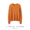 Novo Suéter Feminino de Cashmere 100% Outono/Inverno com Fios Brilhantes, Corte Solto, Emagrecedor, Versátil, Suéter Pulôver de Cashmere Cor Sólida