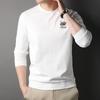 Primavera e Outono Nova Gola Redonda Masculina Manga Longa Camiseta Stretch Chest Marca Bordada Moda Alta Qualidade Roupas Masculinas