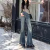 Jeans pitillo retro para mujer otoño e invierno Nuevo 2023 nuevo pantalón acampanado de pierna ancha de cintura alta americano adelgazante