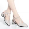 Zapatos Calados de Una Capa para Mujer Verano 2023 Nuevos Cuero Suave Suela Blanda Tacón Grueso Zapatos de Mujer con Hebilla Sandalias para Mamás de Mediana Edad